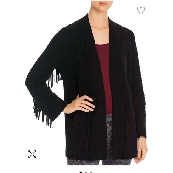 Nic and Zoe Trailblazer Fringe-Trim Black Open Cardigan M Cowgirl Western Boho - Picture 9 of 12